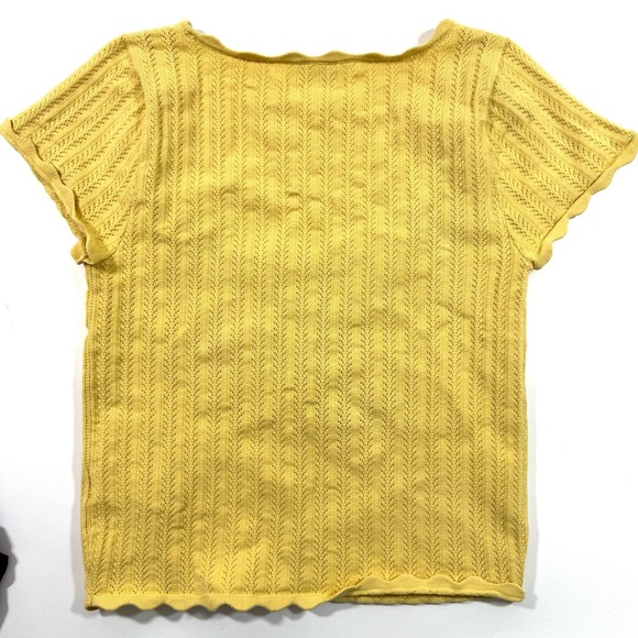 Wilfred Aritzia Parcel Knit Crop Top Yellow Shirt Size Large - Picture 3 of 8